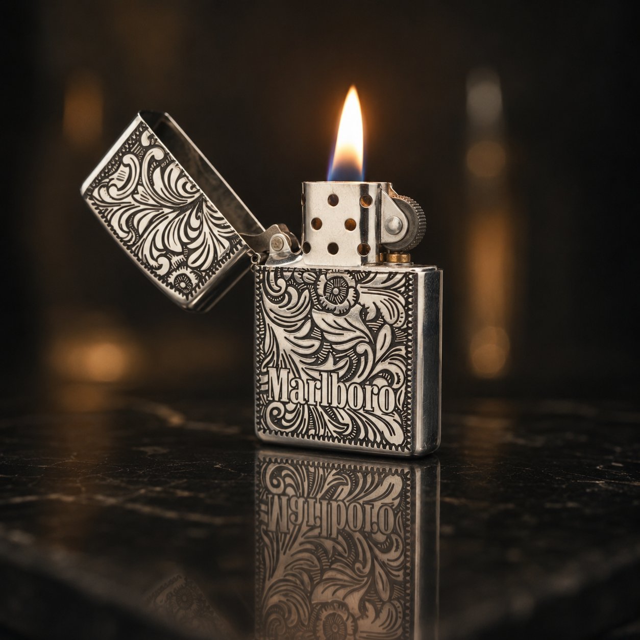 1-ates-premium-armor-zippo-cakmak-zippo-myzippo-zippo-cakmak-ates-premium-zippo-2 Marlboro Sterling Silver (Gümüş) Armor Zippo Çakmak - Görsel 1