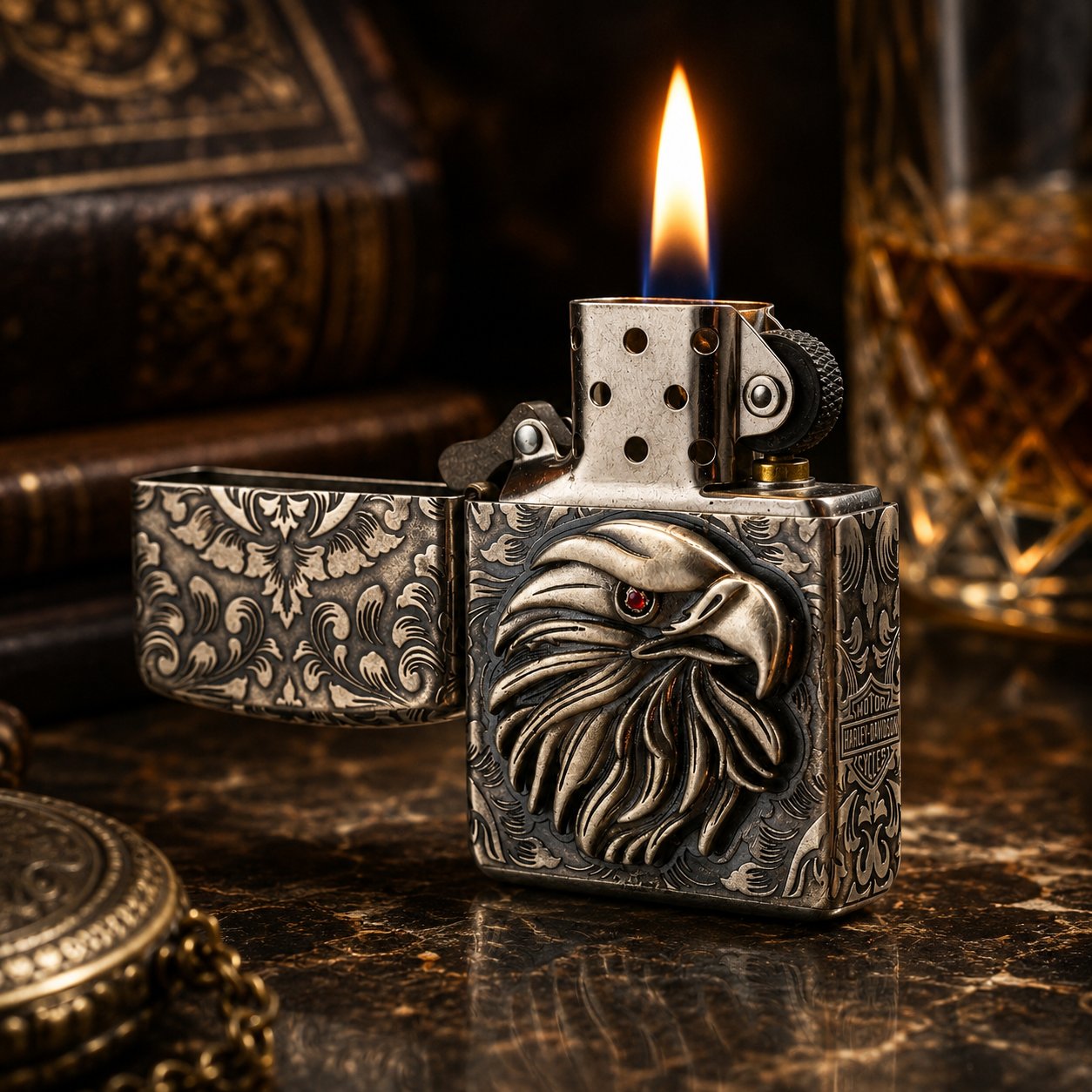 1-ates-premium-armor-zippo-cakmak-zippo-myzippo-zippo-cakmak-ates-premium-zippo-11 Harley-Davidson Sterling Silver (Gümüş) Armor Luxury 360° Zippo Çakmak - Görsel 1