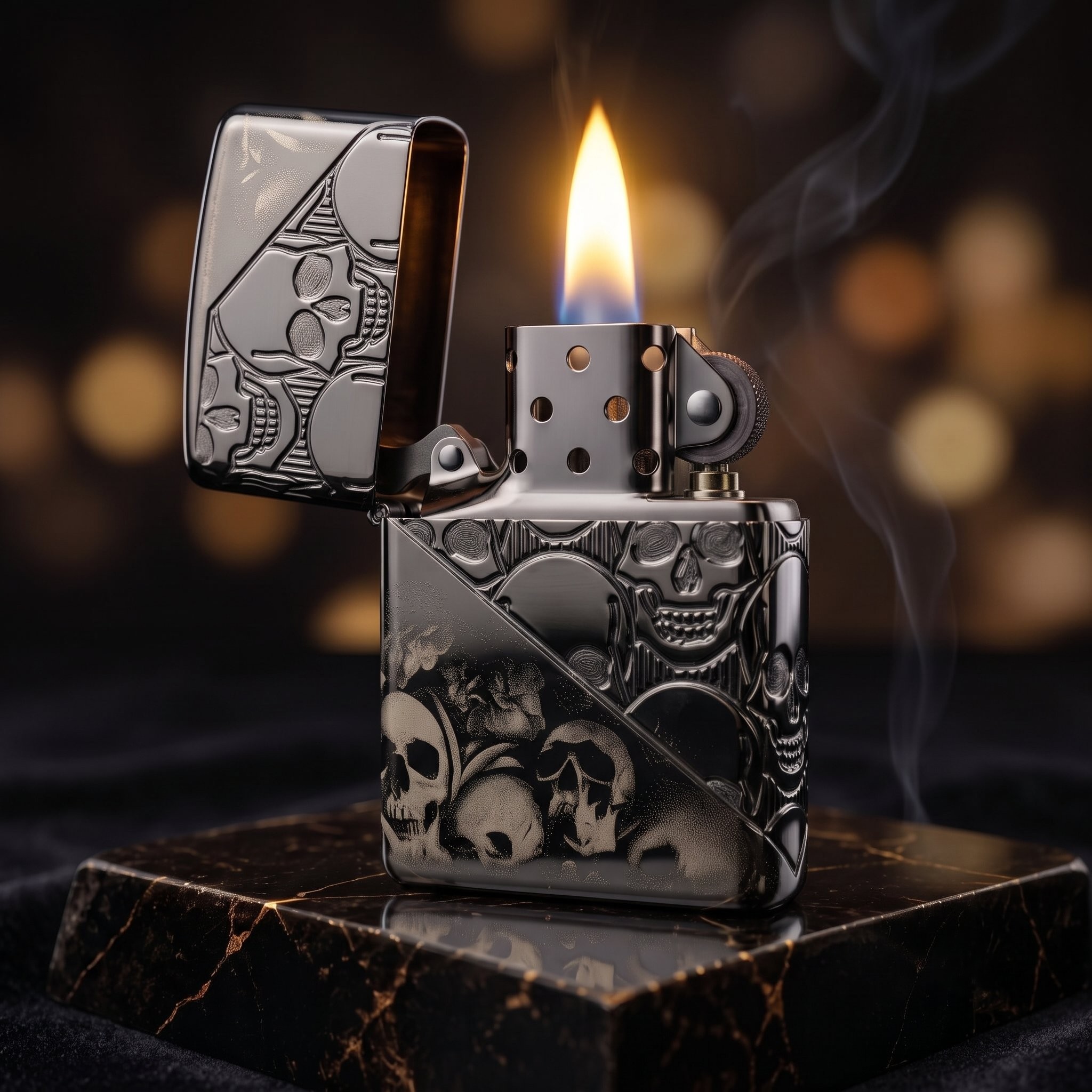 1-ates-premium-armor-zippo-cakmak-zippo-myzippo-zippo-cakmak-ates-premium-zippo-21 Black Skull Armor Luxury 360° Model Zippo Çakmak - Görsel 1