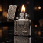 Black Zippo Flame Design Armor Zippo Çakmak