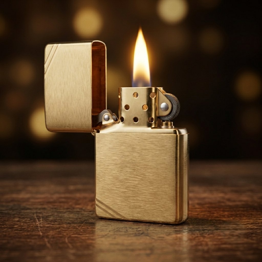 1-ates-premium-classic-klasik-zippo-cakmak-zippo-myzippo-zippo-cakmak-ates-premium-zippo-5 Vintage Look Gold Classic Zippo Çakmak - Görsel 1
