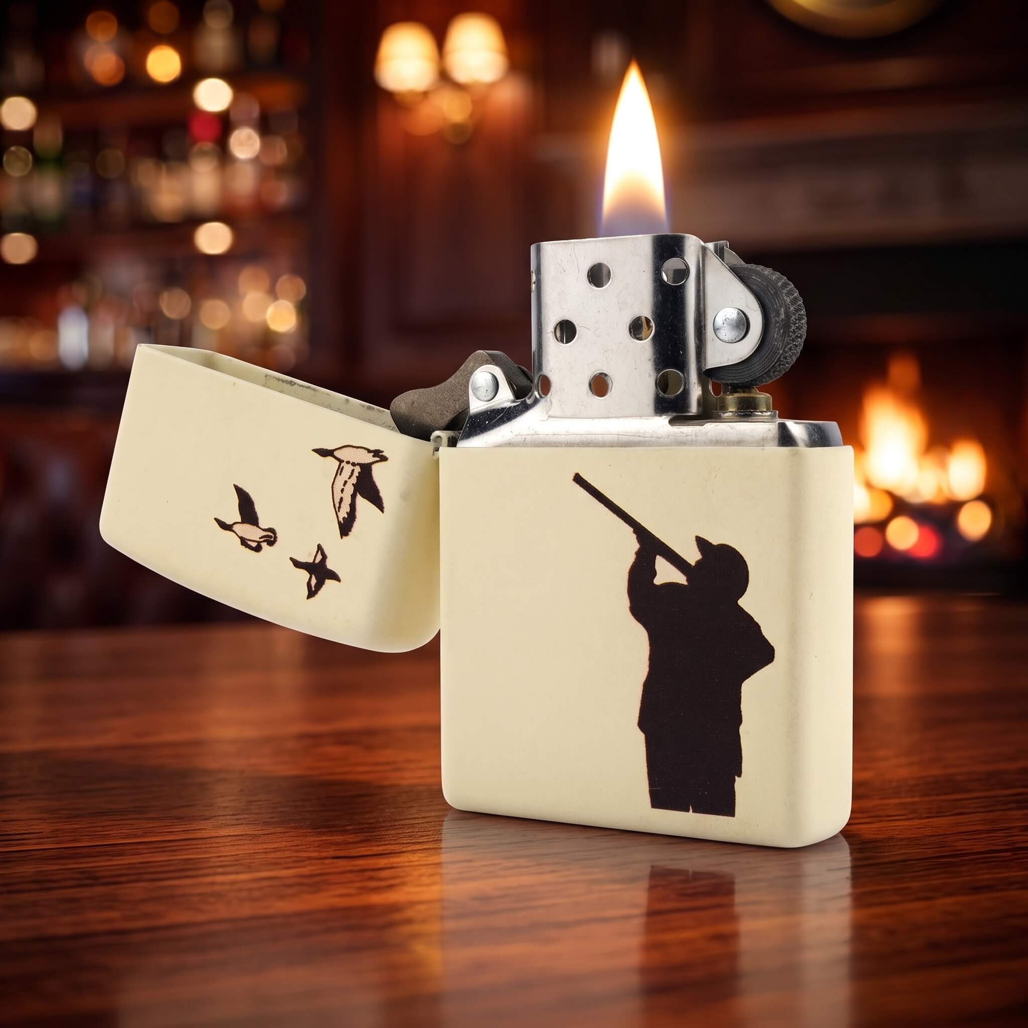 1-zippo-clasicc-klasik-zippo-ates-premium-modelleri-kalin-govdeli-orijinal-zippo-cakmaklari-ates-premium- Hunter Design Classic Zippo Çakmak - Görsel 1