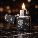 Floral Skull Design Classic Zippo Çakmak