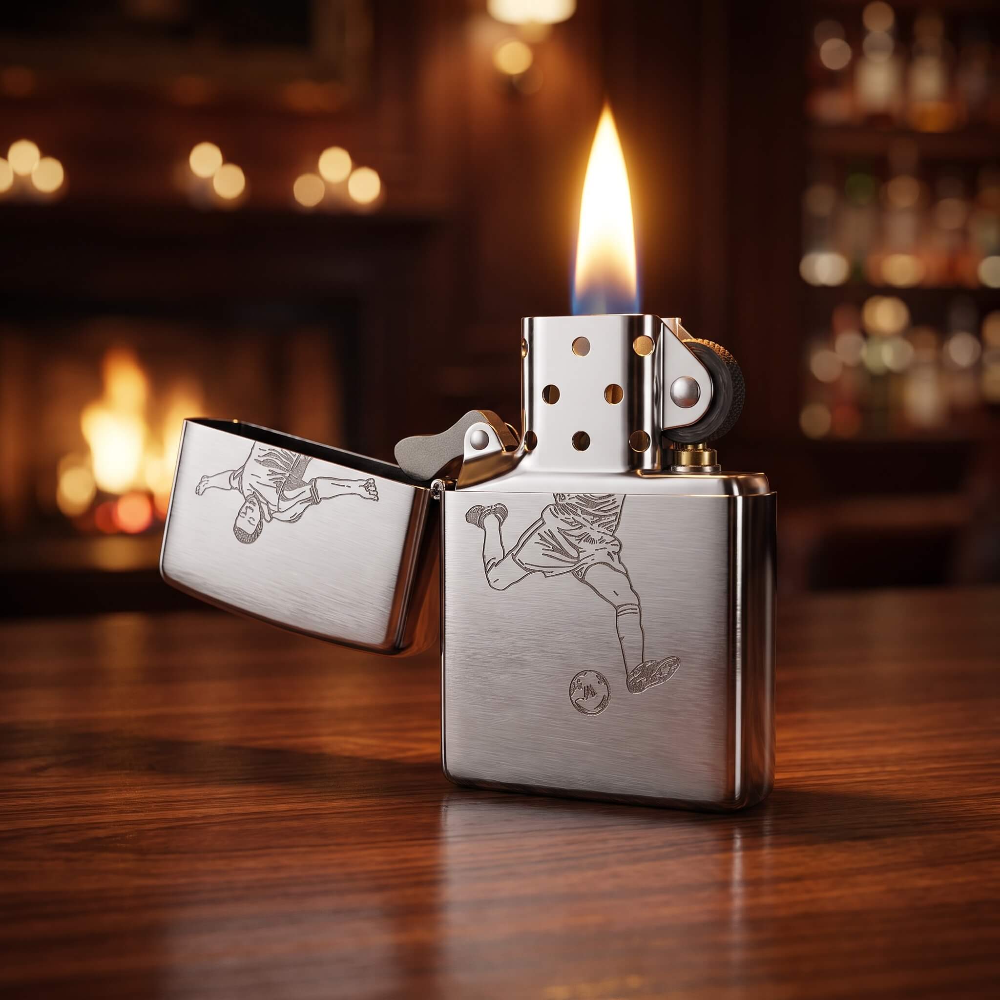 1-zippo-clasicc-klasik-zippo-ates-premium-modelleri-kalin-govdeli-orijinal-zippo-cakmaklari-ates-premium-21 Football Design Classic Zippo Çakmak - Görsel 1
