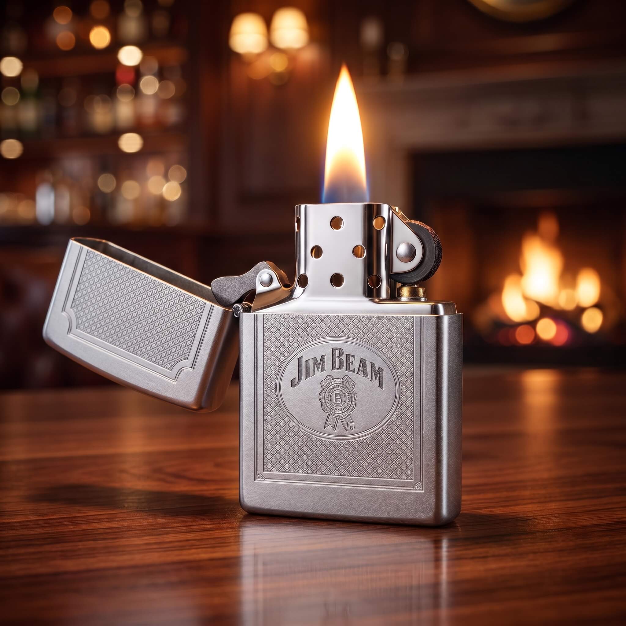1-zippo-clasicc-klasik-zippo-ates-premium-modelleri-kalin-govdeli-orijinal-zippo-cakmaklari-ates-premium-28 Jim Beam Design Classic Zippo Çakmak - Görsel 1