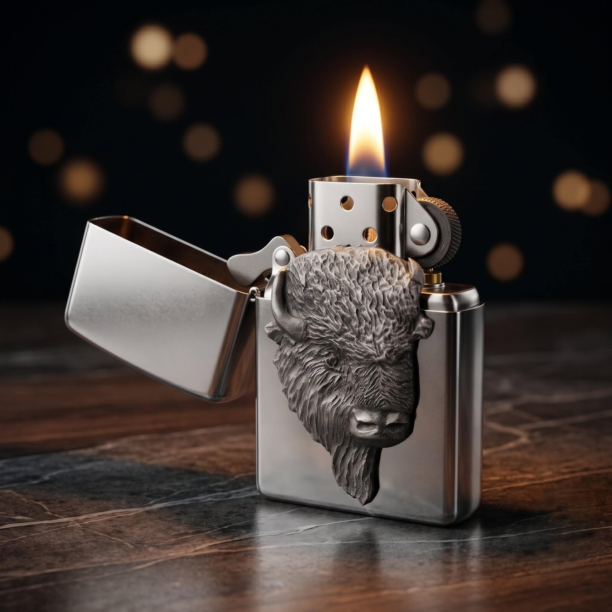 1-zippo-plakalı-zippo-ates-premium-modelleri-kalin-govdeli-orijinal-zippo-cakmaklari-ates-premium-13 Chief Bizon Plakalı Zippo Çakmak - Görsel 1