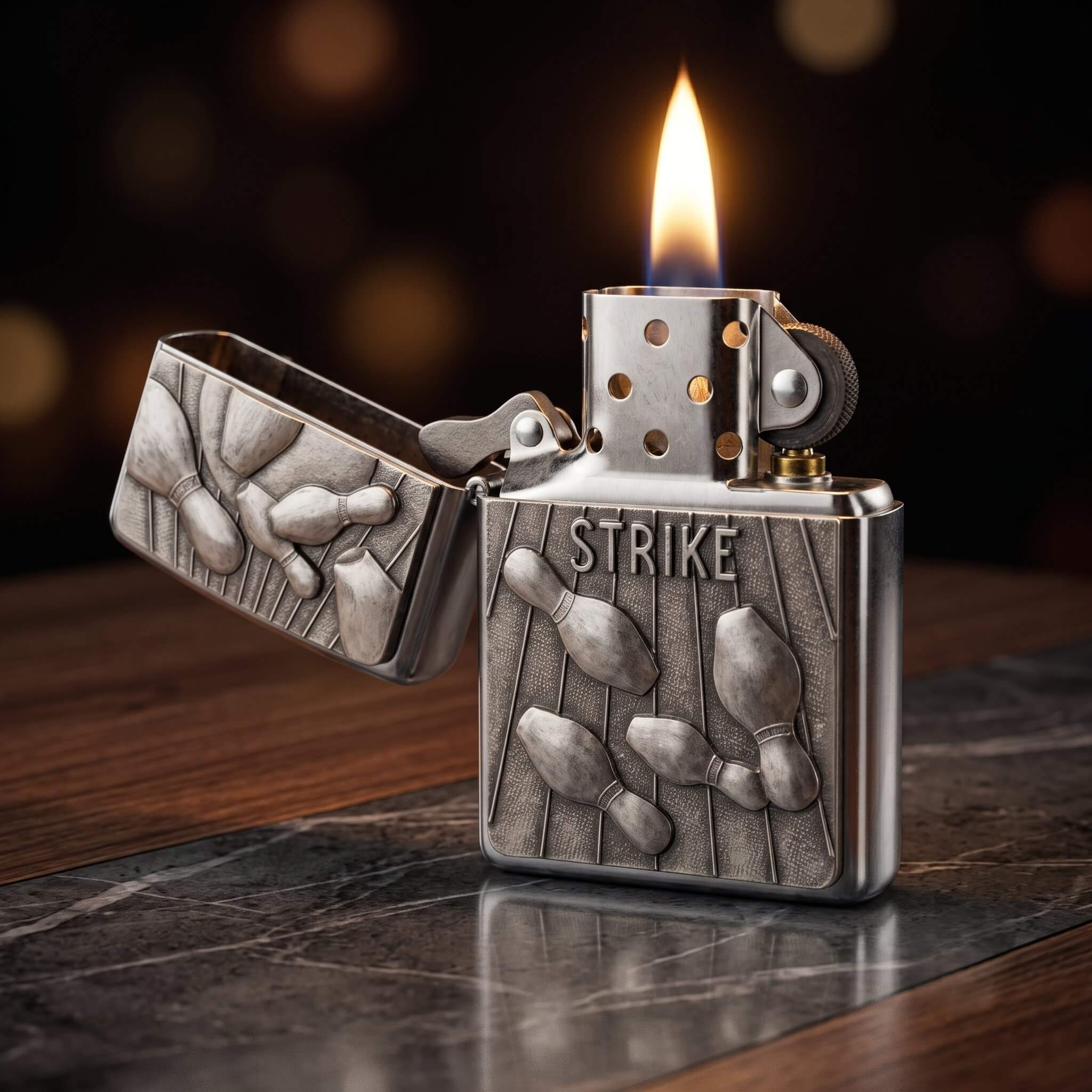 1-zippo-plakalı-zippo-ates-premium-modelleri-kalin-govdeli-orijinal-zippo-cakmaklari-ates-premium-9 Bowling Game Plakalı Zippo Çakmak - Görsel 1