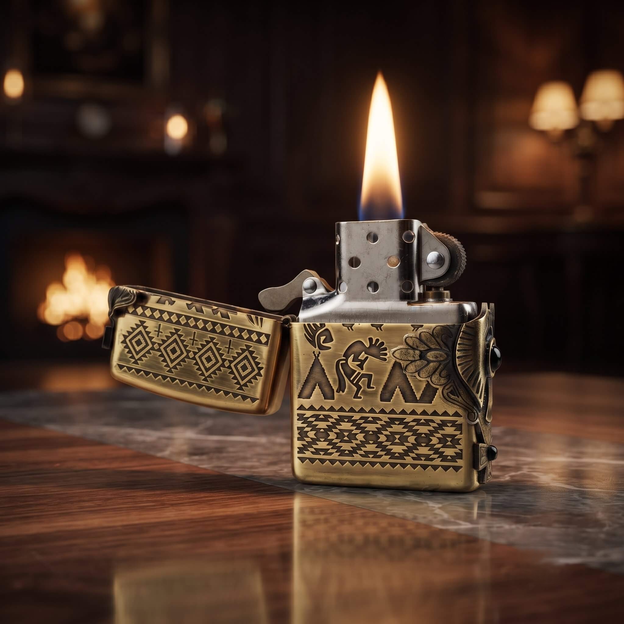 1-zippo-plakalı-zippo-ates-premium-modelleri-kalin-govdeli-orijinal-zippo-cakmaklari-ates-premium-zippo- Chief Premium Plakalı Zippo Çakmak - Görsel 1