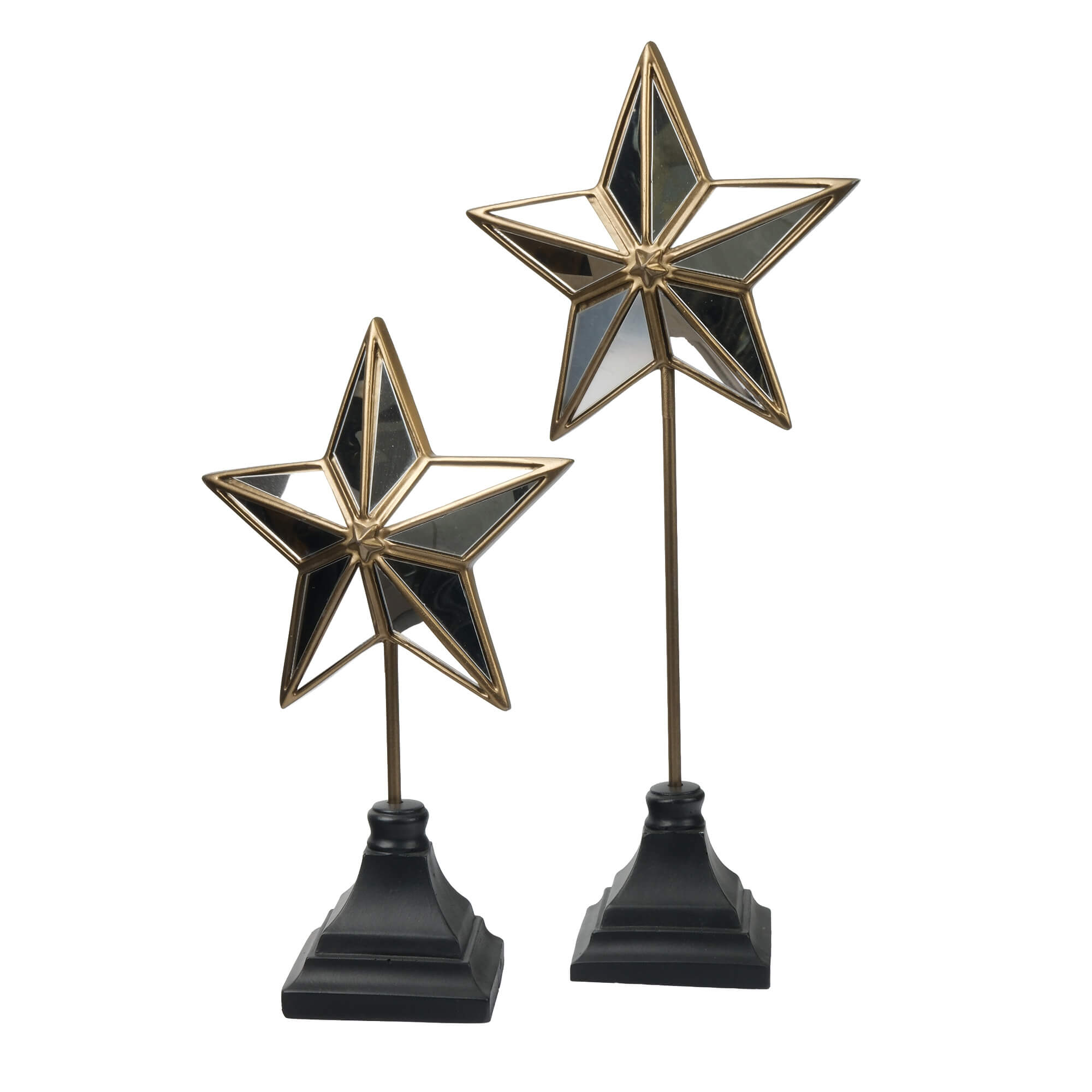 ates-premium-aynali-ve-gold-cerceveli-yildiz-tasarimli-ikili-set-dekoratif-figur-modeli-modern-ev-aksesuari-masaustu-hediyelik-esya-cesitleri Siyah kaideli, uzun çubuklu ve içi ayna detaylı gold çerçeveli yıldız formuna sahip 2'li set halindeki şık dekoratif figür modeli ve hediyelik eşya aksesuarı.