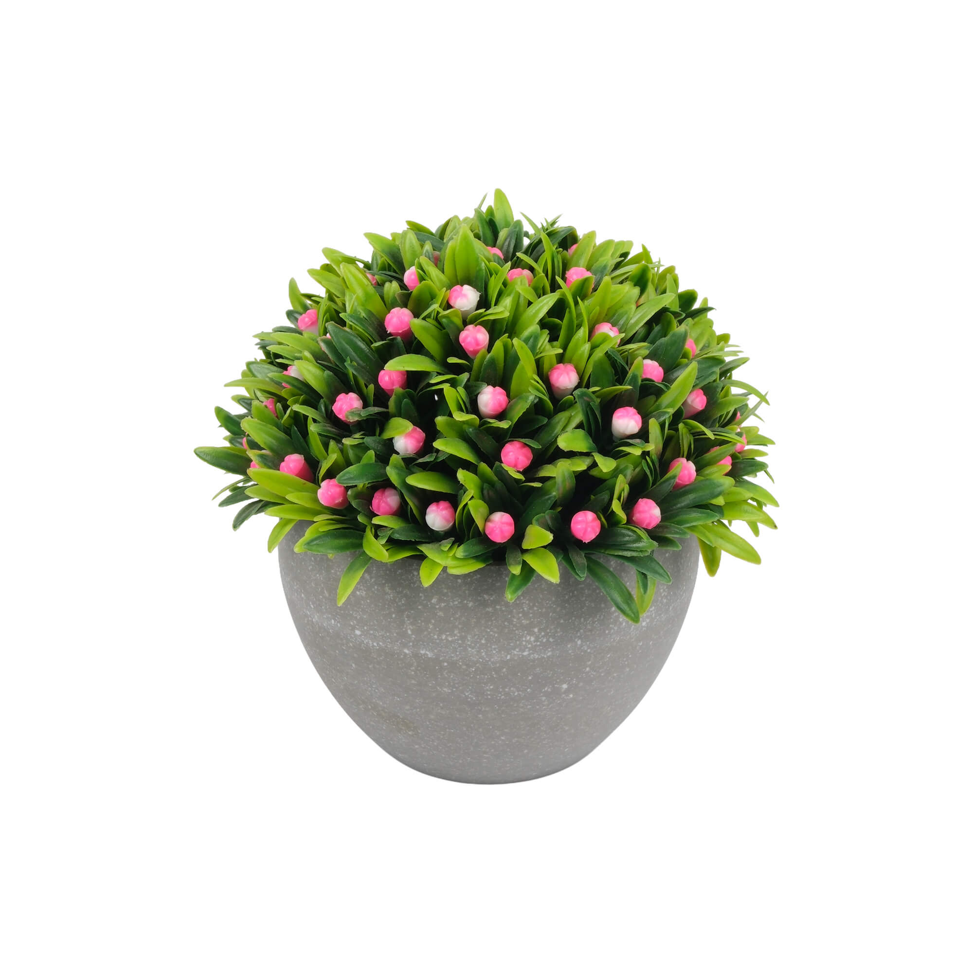 ates-premium-pembe-tomurcuklu-yapay-cicek-gri-saksili-dekoratif-yapay-bitki-masaustu-sus-bitkisi-ev-ofis-dekorasyonu-hediyelik-esya Pembe tomurcuk detaylı yeşil yapraklı, gri saksılı dekoratif yapay çiçek ve masaüstü süs bitkisi.