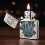 Orijinal Zippo Armor çakmak, Cat & Tiger Design kedi ve kaplan figürlü yüzeyi, detaylı gravürleri ve kalın Armor kasa yapısıyla öne çıkan premium Zippo modeli – Ateş Premium.