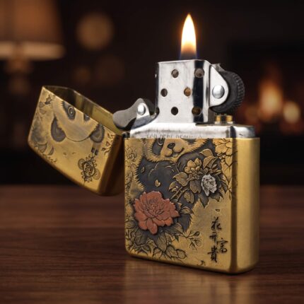 Orijinal Zippo Armor çakmak, Panda Design figürü ve kalın gövdeli Armor kasa yapısıyla öne çıkan koleksiyonluk premium Zippo modeli – Ateş Premium.