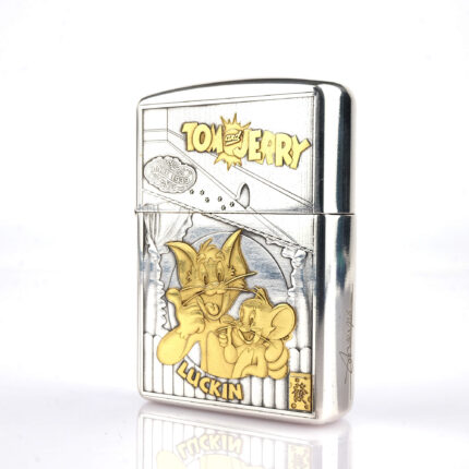 Orijinal Zippo Armor çakmak, Tom and Jerry Design baskılı koleksiyonluk premium Zippo modeli – Ateş Premium.