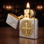 Orijinal Zippo Classic çakmak, Constantine Design 360° yüzey uygulaması ve klasik kasa yapısıyla öne çıkan koleksiyonluk premium Zippo modeli – Ateş Premium.