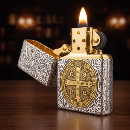 Orijinal Zippo Classic çakmak, Constantine Design 360° yüzey uygulaması ve klasik kasa yapısıyla öne çıkan koleksiyonluk premium Zippo modeli – Ateş Premium.