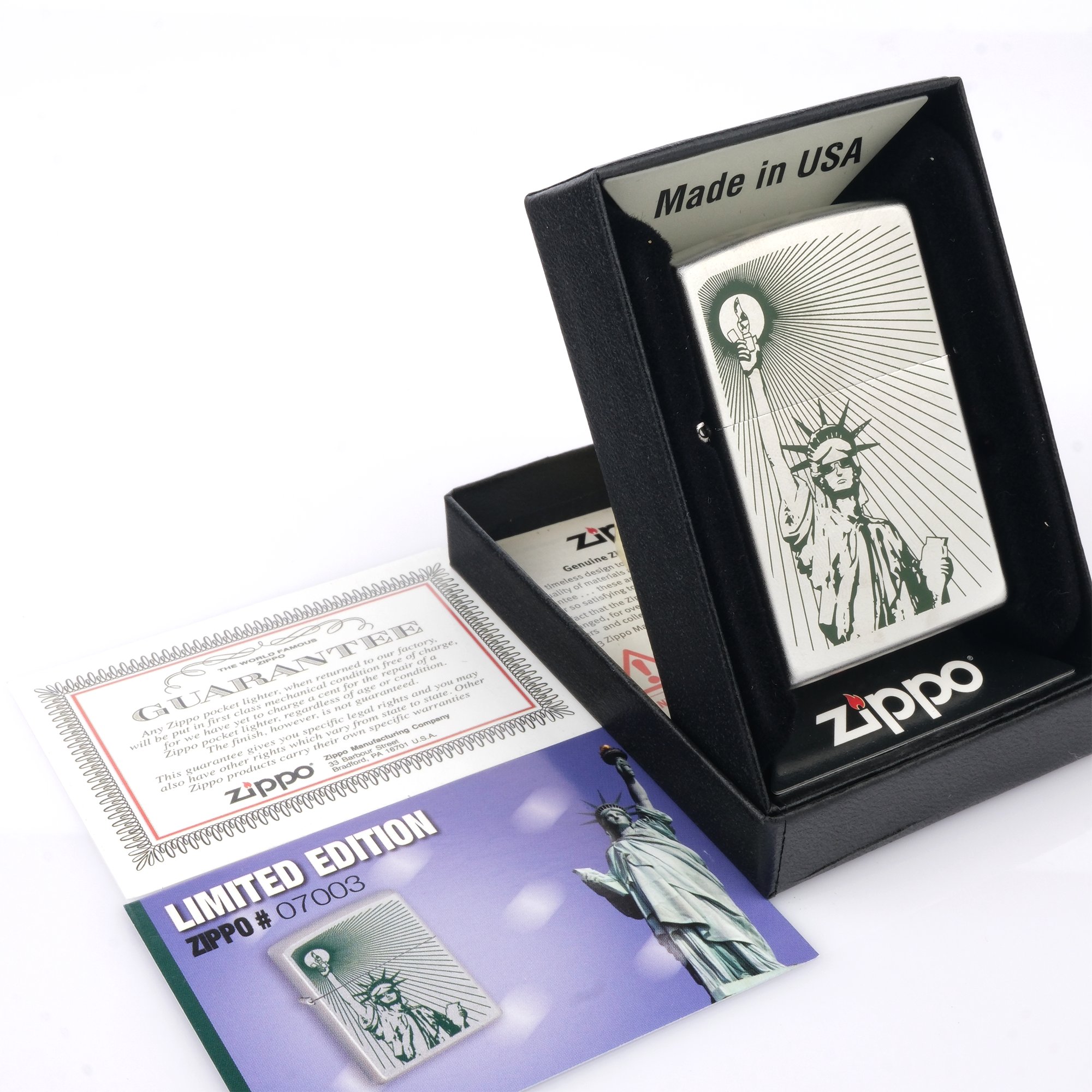 zippo-classic-limited-edition-koleksiyonluk-collection-cakmak-hediyelik-kitapcikli-booklet-orijinal-zippo-ates-premium (7) Özgürlük Heykeli (Statue of Liberty) Limited Koleksiyonluk Zippo Çakmak (Kitapçıklı Set) - Görsel 1