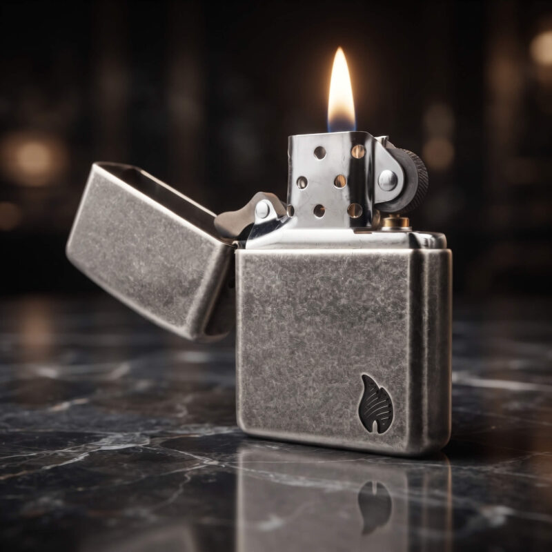Orijinal Zippo Armor çakmak, mat gümüş tonlu gövdesi ve alev simgeli sade tasarımıyla öne çıkan kalın gövdeli premium Zippo çakmak modeli – Ateş Premium Armor Zippo koleksiyonu.