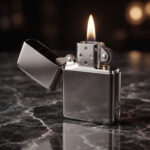 Orijinal Zippo Armor çakmak, parlak silver chrome gövdesi ve yan yüzeydeki flame amblem detayıyla öne çıkan kalın gövdeli premium Zippo çakmak modeli – Ateş Premium.