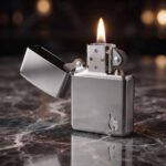 Orijinal Zippo Armor çakmak, parlak silver chrome gövdesi ve köşedeki flame amblem detayıyla öne çıkan kalın gövdeli premium Zippo çakmak modeli – Ateş Premium Armor Zippo koleksiyonu.