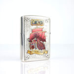 Orijinal Zippo Armor çakmak, silver gövdesi, Monkey D. Luffy karakter figürü ve renkli kabartmalı anime temasıyla öne çıkan kalın gövdeli premium Zippo çakmak modeli – Ateş Premium.