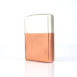 Orijinal Zippo çakmak, solid sterling silver ve solid copper bimetal kasa yapısına sahip, yüksek parlak yüzeyli premium Zippo modeli – Ateş Premium.